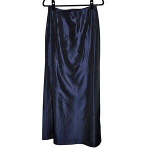 ❤️Vintage Adrianna Papell 10 Maxi Skirt Blue Iridescent Tafeta Whimsigoth Witchy